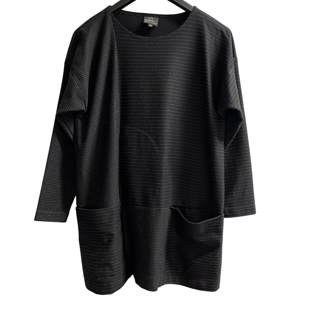 Spirithouse Dress Black Striped Heavy Knit Midi Shift Size‎ M Lagenlook Capsule